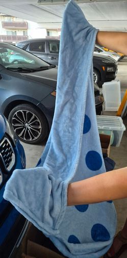 Smiling boba tea footie blanket