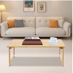 Japanese Floor Table, Foldable Coffee Table, Low Sitting Dining Table, Tatami Tea Desk, Portable No Assembly Floor Desk for Living Room Bedroom Apartm