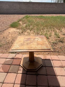 Vintage Burl Wood Veneer Square Pedestal End Table 19x19 Restoration
