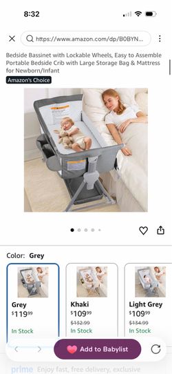 Baby bedside bassinet with wheels