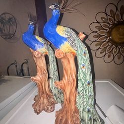 Ceramic Peacock Sculptures