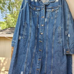 Women's Plus Long Jean Coat