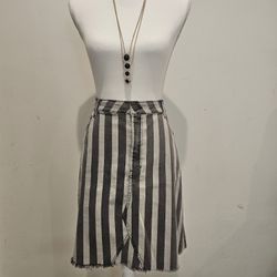 Stripe Black And White Denim Skirt