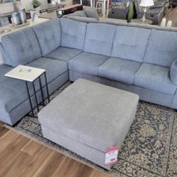 New Ashley Brand Gray Or Denim Blue Sectional Sofa Couch *Ottoman Sold Separately* 
