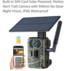 VOOPEAK Cellular Trail Camera with 2.5K Live Streaming, 4G LTE Game Camera Built-in SIM Card Solar Powered, 