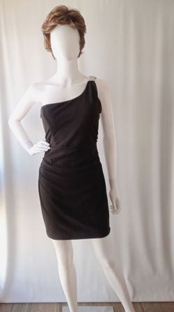 Black One-Shoulder Mini Dress with Embellishment