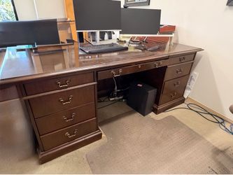 Vintage Salamon brand dark wood office desk