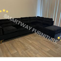 Black Sectional Velvet Vogue New Box 📦 