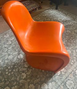 Verner Panton Orange Molded Plastic S-Curve Chair