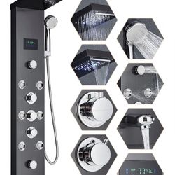 Votamuta Shower Panel Wall Mount Shower Tower LED Rainfall