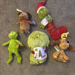 How The Grinch Stole Christmas Plush And Blanket Lot. All New 