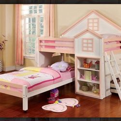 Girls Twin Over Twin Bunk Bed