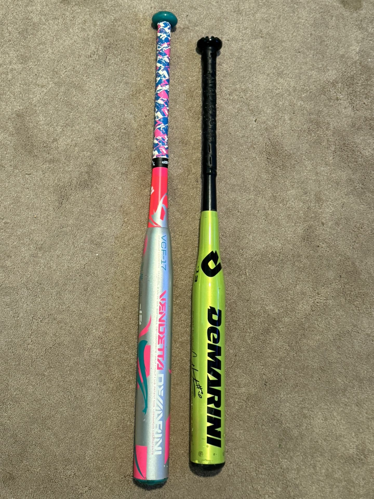 Two Demarini Fast Pitch Softball Bats