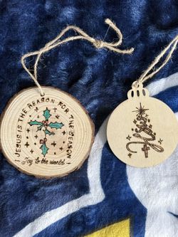 Woodburned Religious Ornaments 