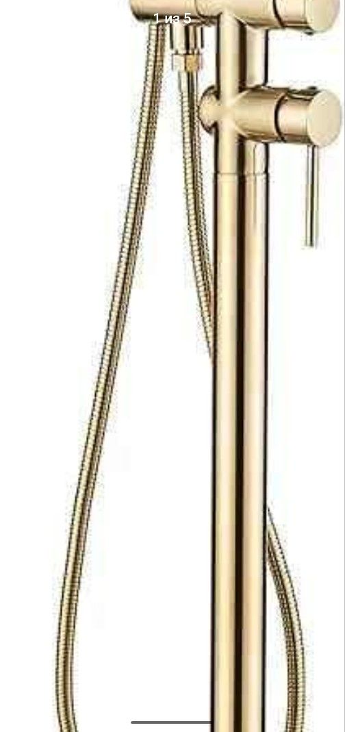 Brushed Gold Floor Mounted Tub Filler Shower Faucet (3702)