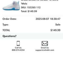 Jordan 12 Melo size 7