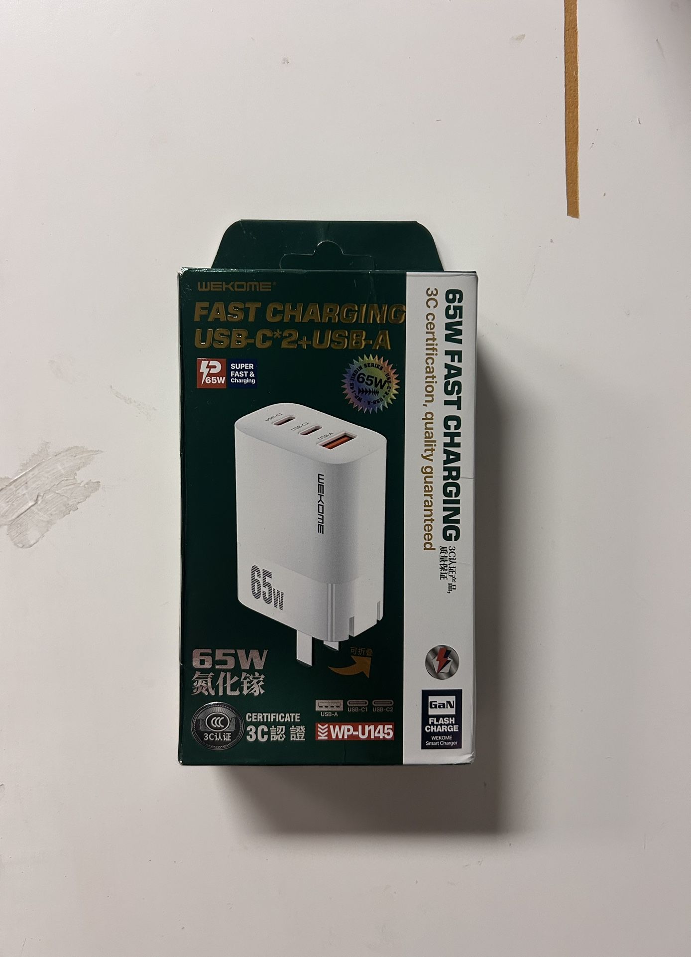 WEKOME WP-U145 65w Power Series USB+Dual USB-C/Type-C Port Gallium Nitride Charger