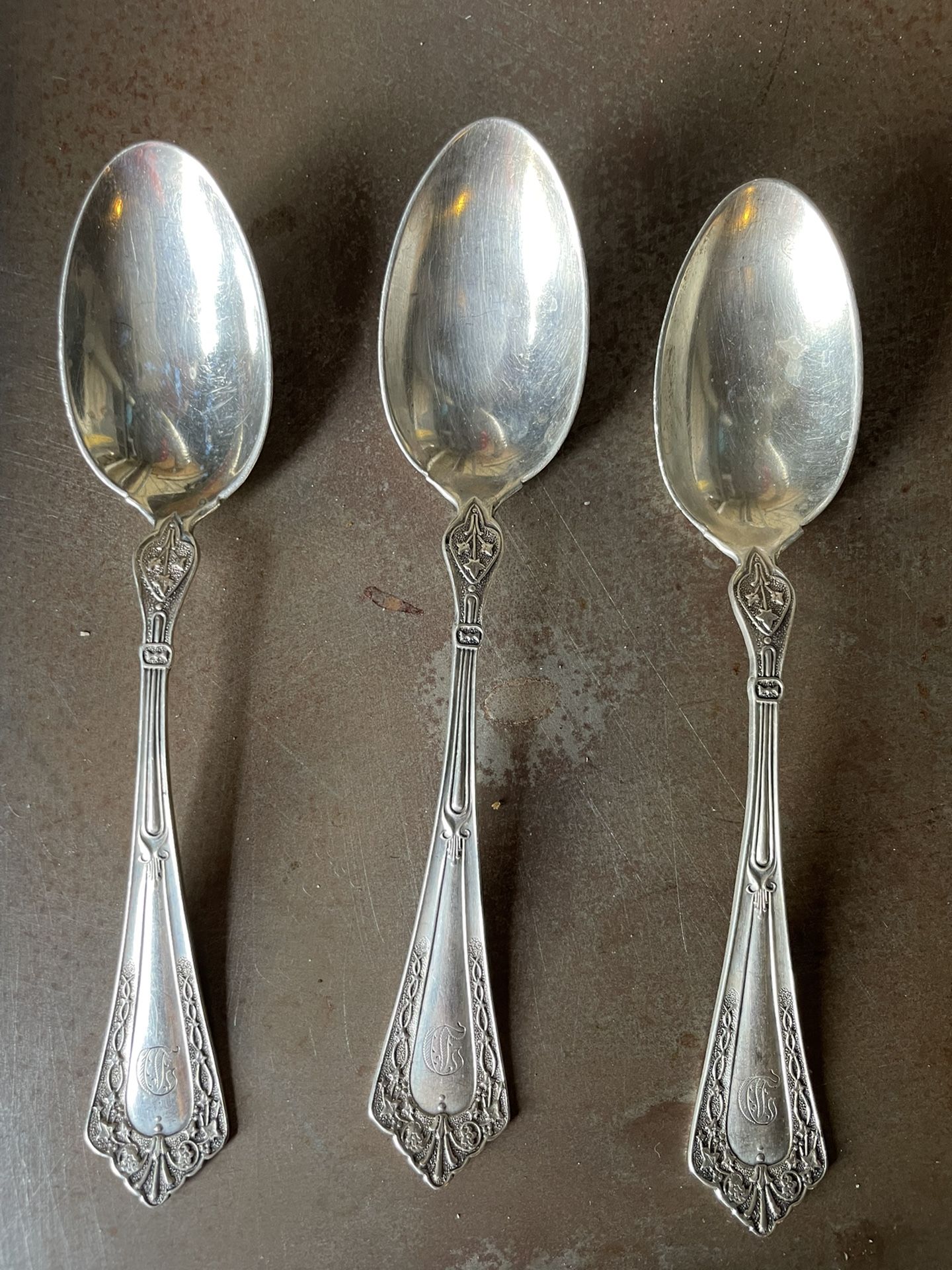 3 sterling silver spoons monogrammed D From DORIS ROBERTS Estate sale