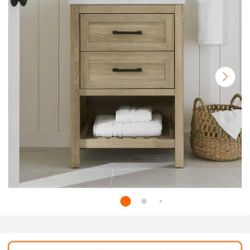 Autumn 24 in. Single Sink Weathered Tan Bath Vanity with White Engineered Stone Top (Assembled)