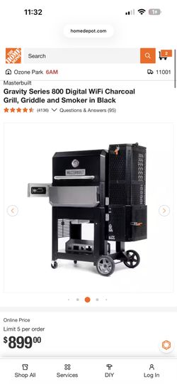 Brand New Gravity Series 800 Digital WiFi Charcoal Grill, Griddle and Smoker in Black