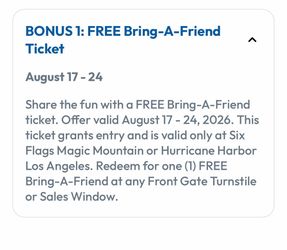 Six flag magic mountain ticket or water park on 8/22and 8/29 4 available