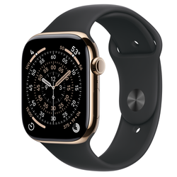Apple Watch Series 11 46mm Titanium Gold Black Silicone Band (Original Packaging)