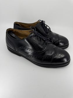 Black Leather Wingtip Oxford Shoes Women's Size 11W