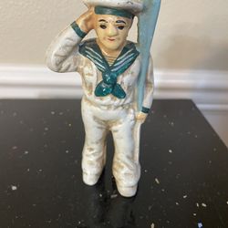 Antique Hub let Saluting Oarsman Coin Bank in White and Blue 1(contact info removed) 5.25”T