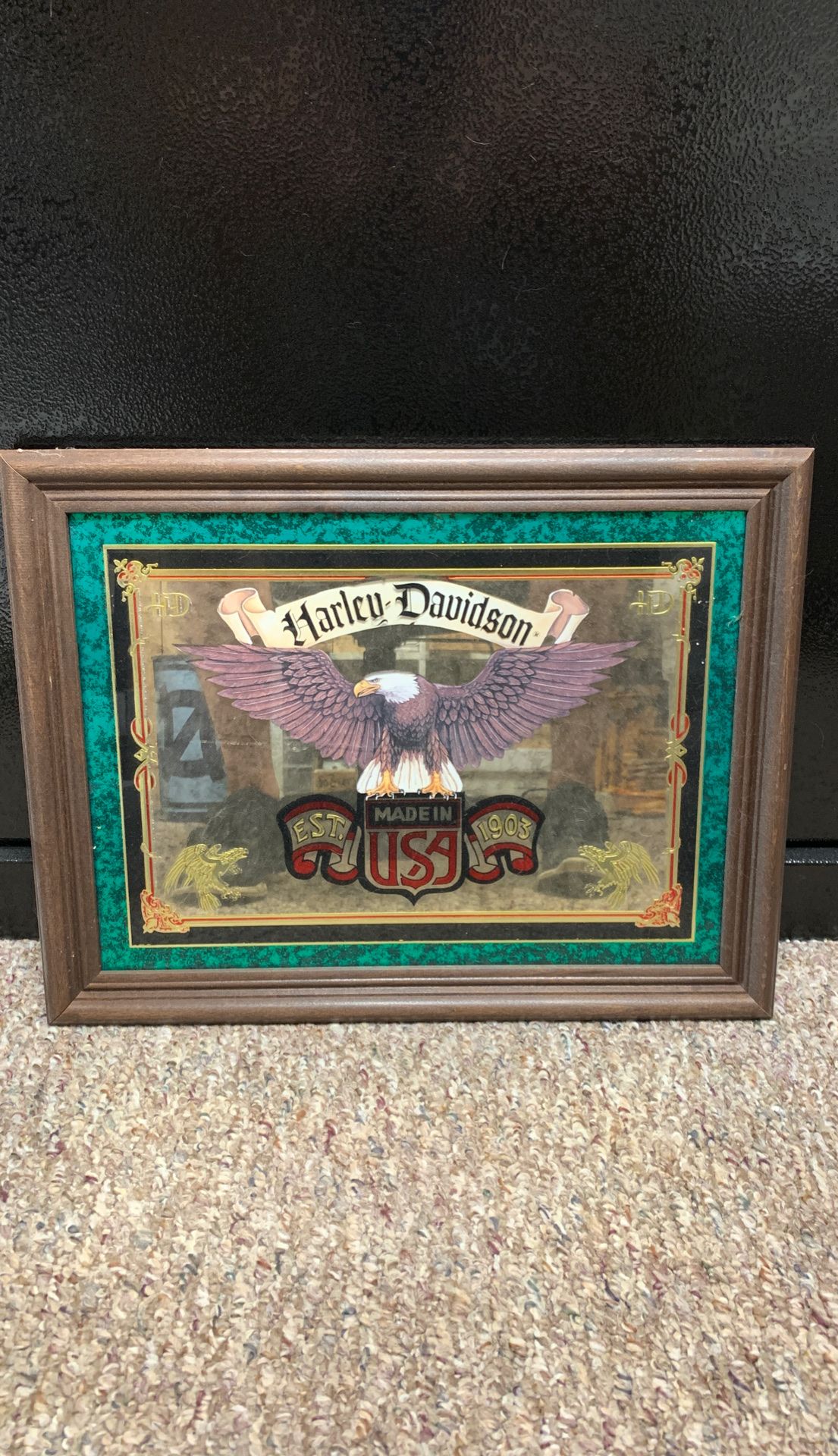Harley Davidson Vintage Made in USA Mirror framed