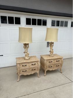 Vintage  Cherub Putti Table Lamp Set Of 2