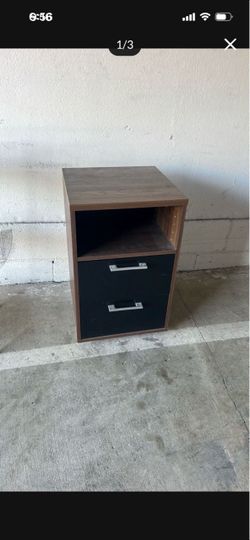 Small Nightstand with Drawers and Shelf