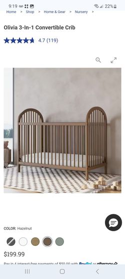 Olivia 3-In-1 Convertible Crib $135