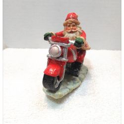 Vintage (circa 1999) 'Santa Riding A Motorcycle' Table Decor - 4" t x 4.5" h