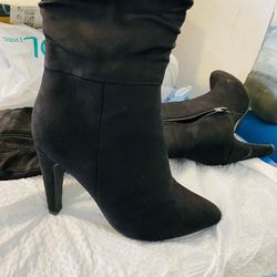 Black Suede Boots - Size 8