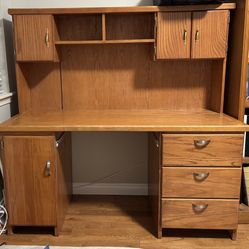 Solid Wood Desk With Hutch