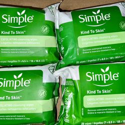 Simple Exfoliating Wipes, 25 Count (Pack of 4) face cleaning make up remover