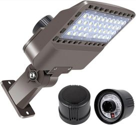 LED Parking Lot Light 100W/120W/150W, 22500LM Super Bright Dimmable Commercial Outdoor Parking Lot Floodlight Lighting 3-in-1 Sensor with Dusk to Dawn