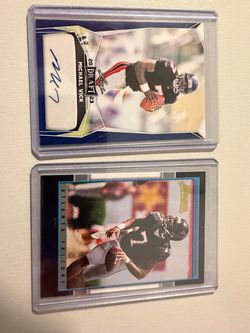 Michael Vick Football Autograph and Rookie Cards Lot of 2