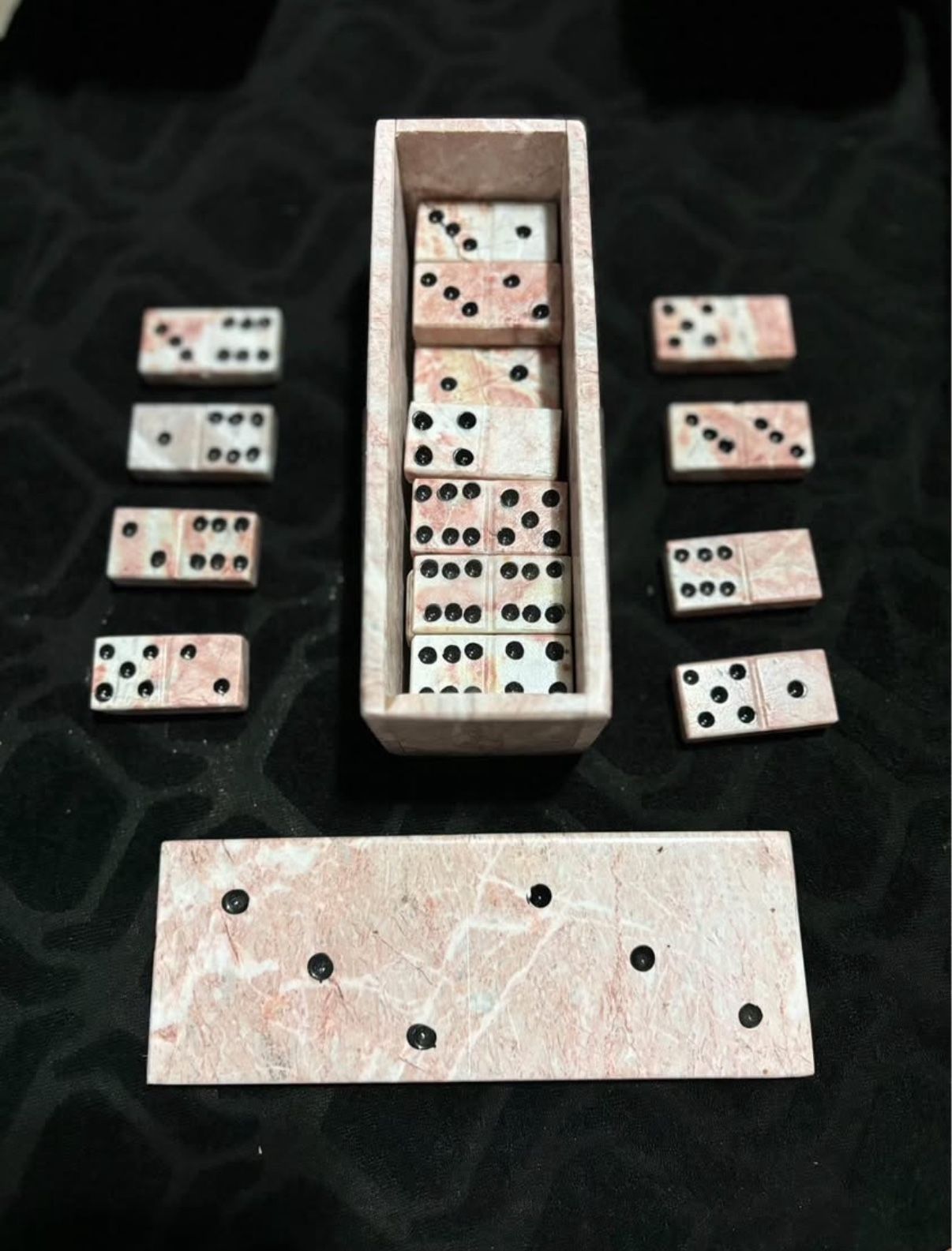 Pink Marble Mini Domino Set in Marble Box