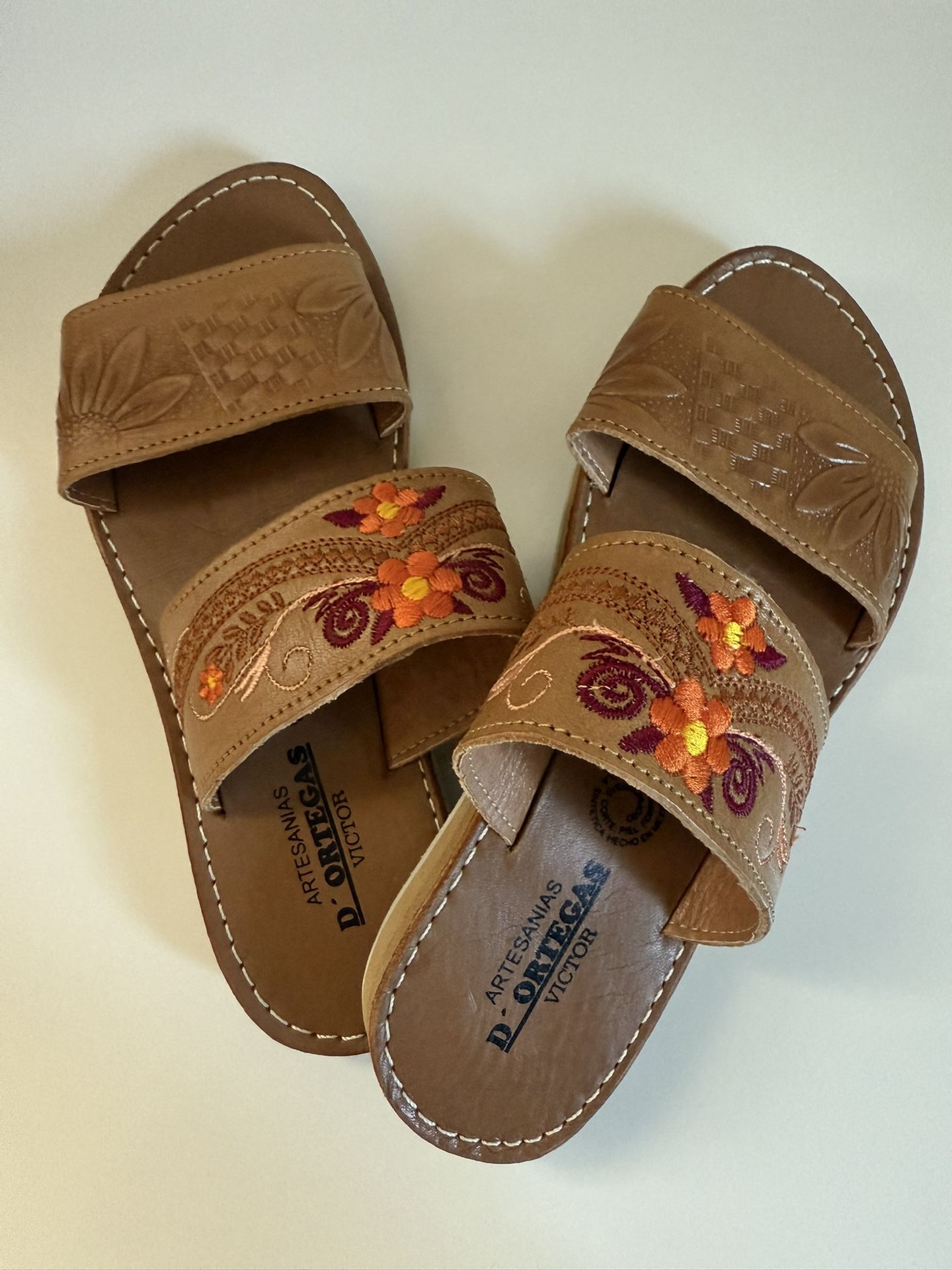 Mexican Embroidered Leather Sandal 