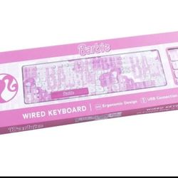 Barbie Wired USB Keyboard  Pink Ergonomic Design - NEW