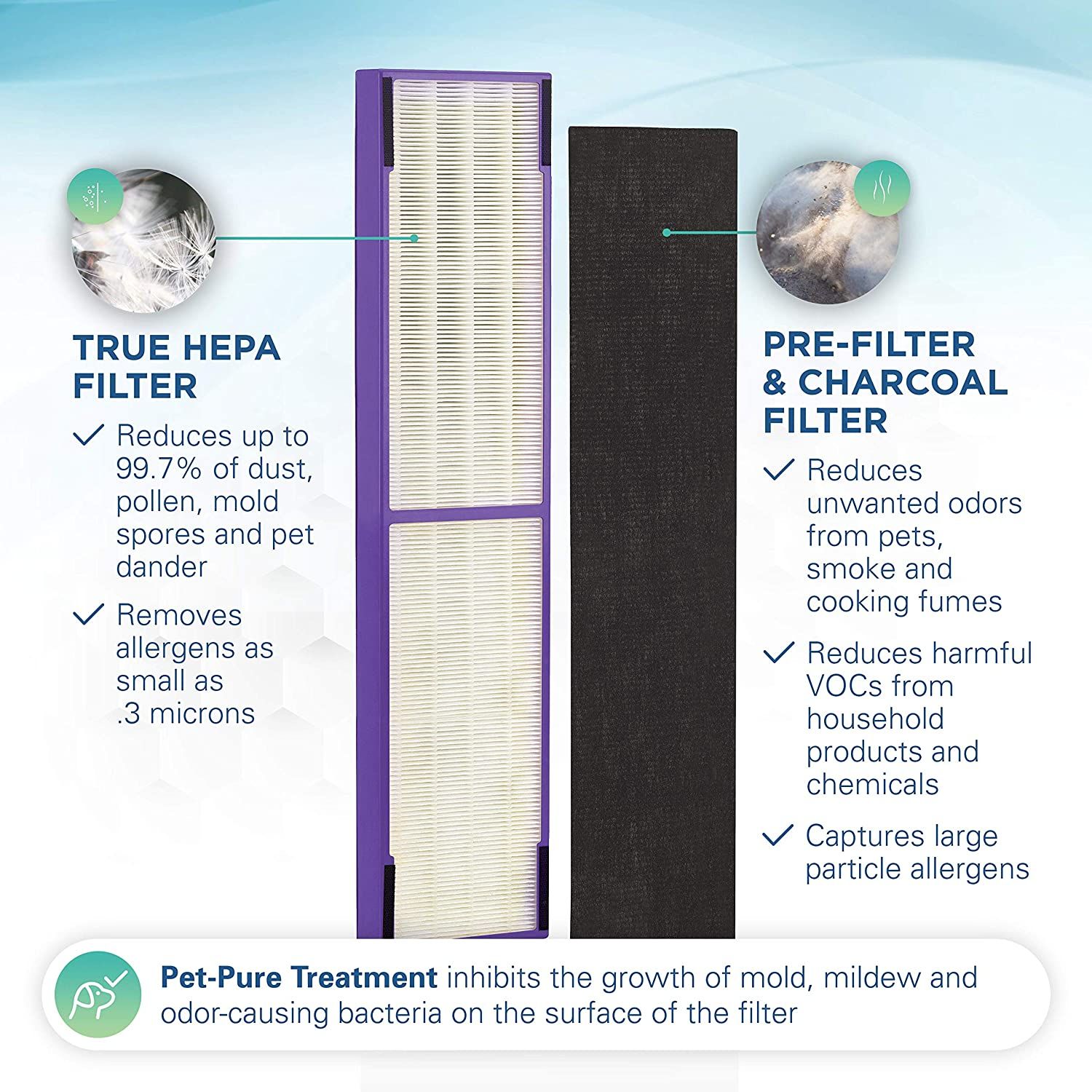 Germ Guardian FLT5250PT True HEPA Genuine Air Purifier Replacement Filter C, with Pet Pure Treatment for GermGuardian AC5250PT, AC5000E, AC5300B, AC53