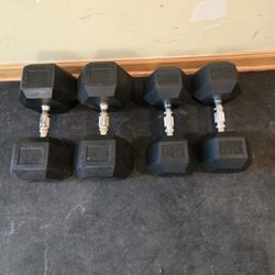 45lb and 75lb Rubber Hex Dumbbells