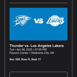 Thunder Vs. Lakers Ticket April 8th