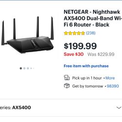 NETGEAR - Nighthawk AX5400 Dual-Band WiFi 6 Router - Black