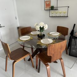 Glass Table And Dining Room Chairs