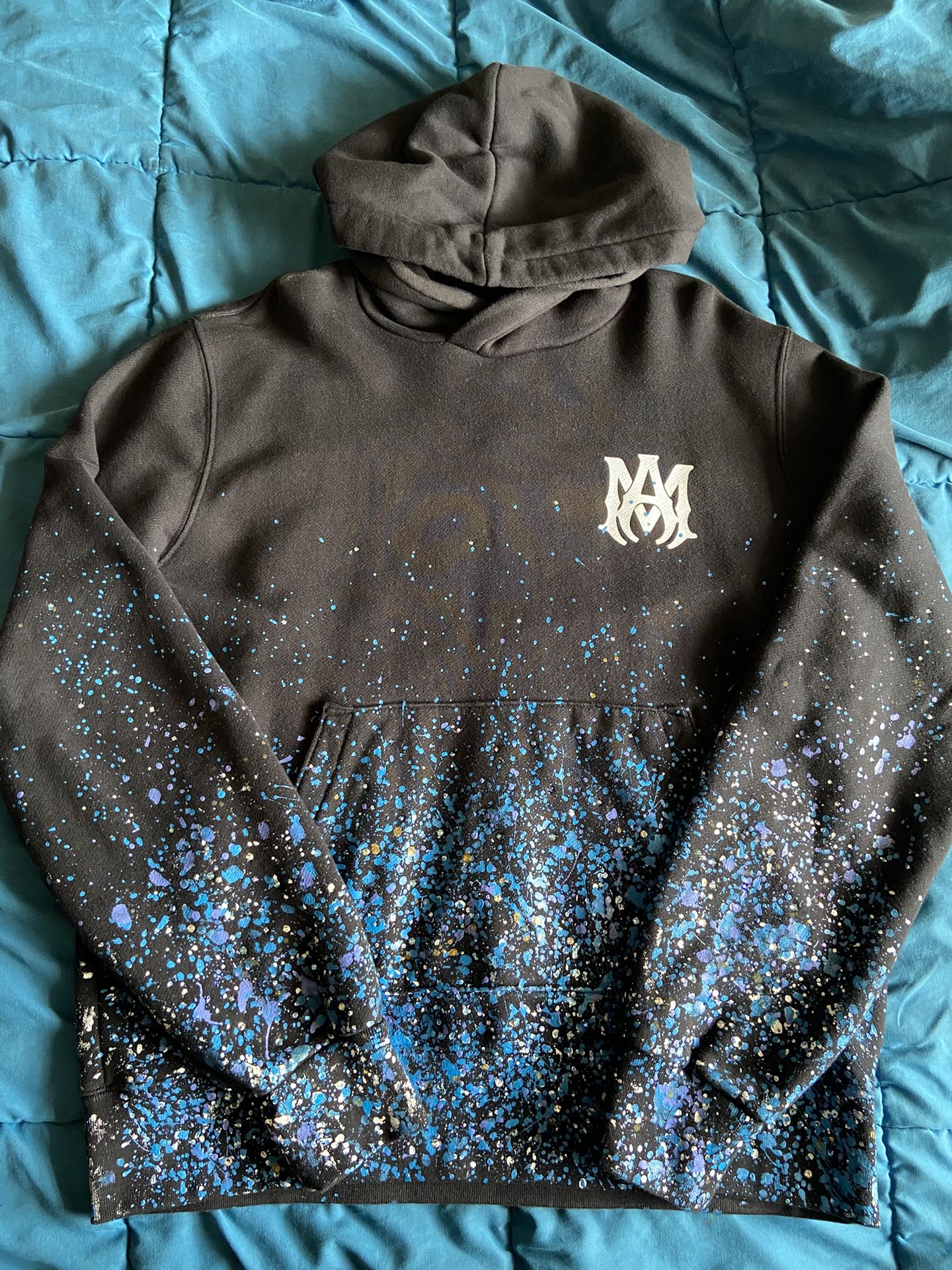 Amiri Paint Crystal Mens Hoodie Size Medium
