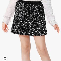Durio Girls Sequin Skirt Party Dresses for Girls Sparkly Metallic Gold Skirt for Kids Dance Glitter Mini Skirt for Teen Girls