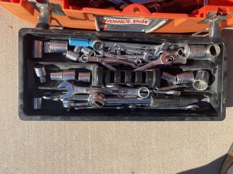 Large Home Depot TOOL BOX WITH TOOLS