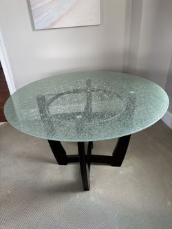 48 inch Prisma Round Glass Table with black base